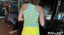 Nasty naked teen babe sucking cock in hardcore pov rough sex