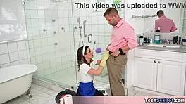 cute teens bored of cleaning the house, so i offered them my assistance