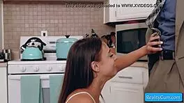 sexy natural busty teen gabbie carter sucks her teacher's massive cock and deepthroats it, loving every second