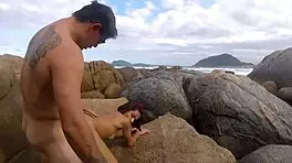 Arrochando na Rocha with Big Natural Tits and Monster Cock Teen Action