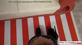 Felicity Feline, stunning teen in leggings, gets pretty face fucked with cumshot.