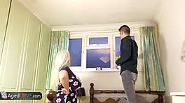 agedlove shows young 18+ guy enjoying a skilled blowjob from mature lady