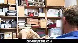 groping teen 18+, blonde shoplifter, why bounce that twat for freedom?
