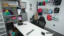 Feeling Intense Pleasure Riding Officer's Cock As He Fingers Her Butt At Work.