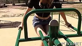 Alluring slut bent over in doggystyle, licking erected cock in rough pov sex