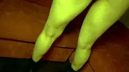 Big Tits Blonde Bimbo Oiled In Lingerie Masturbates In Shower