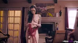 Stepdad rams Marley Brinx's tight pussy from behind in doggystyle, ending with a facial