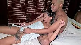 Teen swallows CUM from old men in HOTEL