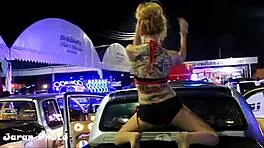 Hot Thai teen gives a sexy dance in bikini with upskirt views.