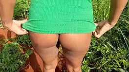 Cute black pornstar banged in public outdoor group lingerie scene