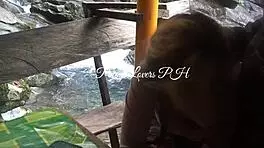 pinay teen fucks hard in public waterfalls, so hot
