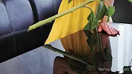 Fragile hottie fulfills virgin fantasies with toys masturbation fingering