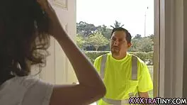 Petite Teen 18+ Tits Jizzed by Big Cock!