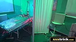 Mad scientist fucks sexy lady bug in hardcore blowjob and pussy action