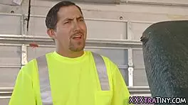 Petite Teen 18+ Tits Jizzed by Big Cock!