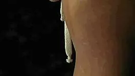 Submissive teen slave endures deepthroat blowjob and spanking before cumshot in bondage wood