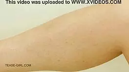 Super cute teen feels amazing during horny massage on sofa