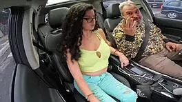 andry silva, the naughty latina, strips naked in the car and drives the guys crazy with her big tits