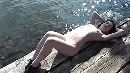 ever seen a czech redhead babe flash her shaved pussy?