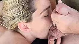 Blonde Hotwife's Dirty Talk Vs. Facial Surprise