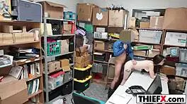 burglar teen gets punished with blowjob in garage