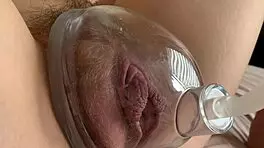 Wet Pussy Pumping in Extreme Homemade Close-Up View