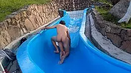 Colombian stepsister stuck on pool slide gets rescued