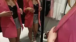 Excited couple fucks in fitting room