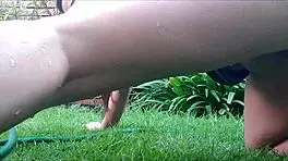 Stuffing my ASS with a hosepipe and blasting water out loud!