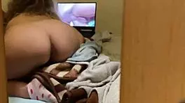 i caught my stepsister sneaking a peek at a wild gangbang video.