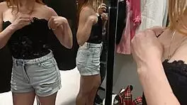 Excited couple fucks in fitting room