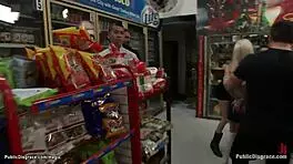 Petite Blonde Deep Throated In Public Humiliation Scene