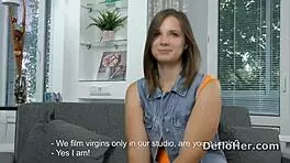 Sandra Bulka shows her virgin pussy in this solo scene.