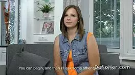 Sandra Bulka shows her virgin pussy in this solo scene.