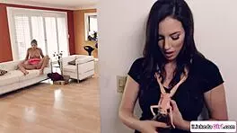 brunette lesbian milf facesitting stepson's hot big tits wife