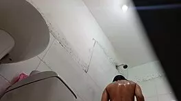Spying on mexican teen 18+ in bathroom shower!