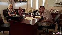 Two Big Tits Milfs Seduce Young Guy for Ffm 3some Sex