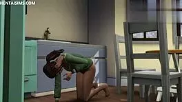 漂亮少女18+撞见BBC室友裸体，在厨房操