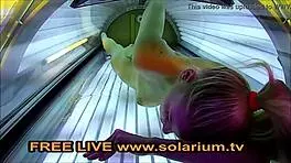 Hey, see this blonde teen 18+ fingering herself in public solarium?