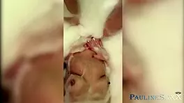 Girl masturbates in bathroom and fucks herself with dildo
