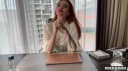 Redhead British Milf Boss Gets Anal Pounded By 2 Blacks In Her Office After Job Interview