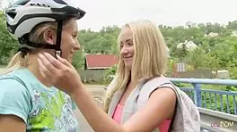 Naughty Blonde Teens Pound Wet Pussies Outdoors