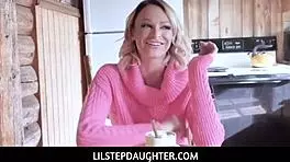 lil stepdaughter explores cabin woods