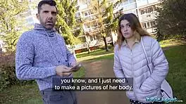 Tight spanish babe chats with public agent, gives blowjob and fuck behind husband's back 😏💦