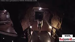 Amateur Thai Teen 18+ Cherry Giving a Sensual Handjob to a Big White Dick