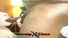 Skinny whore sucking black cock interracial