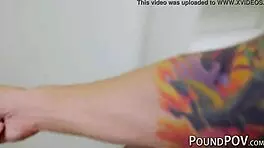 juicy ginger teen alaina dawson rides big cock in pov cowgirl position, small tits bouncing close-up