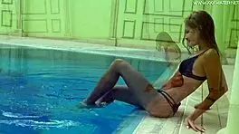 tiffany tatum enjoys subtle pool fun with friends