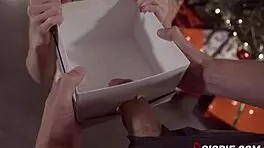 Vina Sky unwraps Christmas dick in a box.