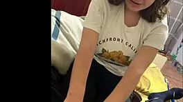 the young woman pleads for netflix time again, tired of interruptions in her quiet evening